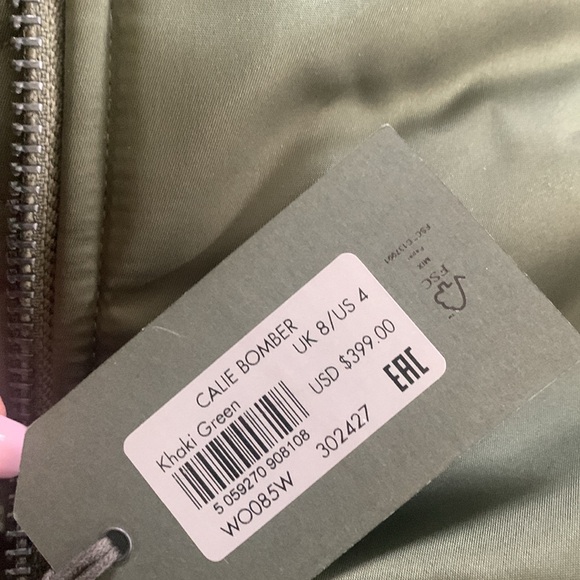 ❤️All Saints Calie Bomber Khaki Green Jacket Size 4 - Picture 5 of 11